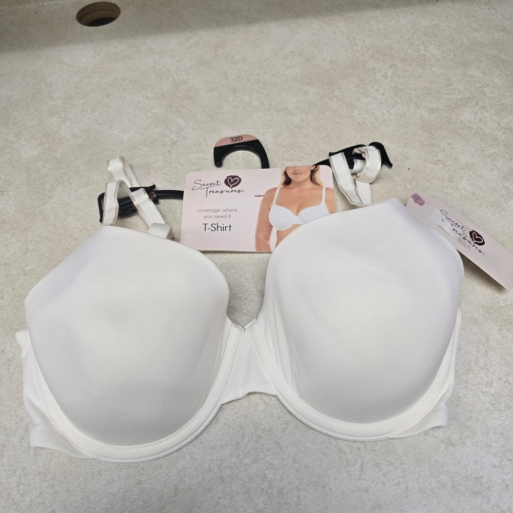 Secret Treasures White T-Shirt Bra Full Coverage Underwire 32D ST Luxe 29008615